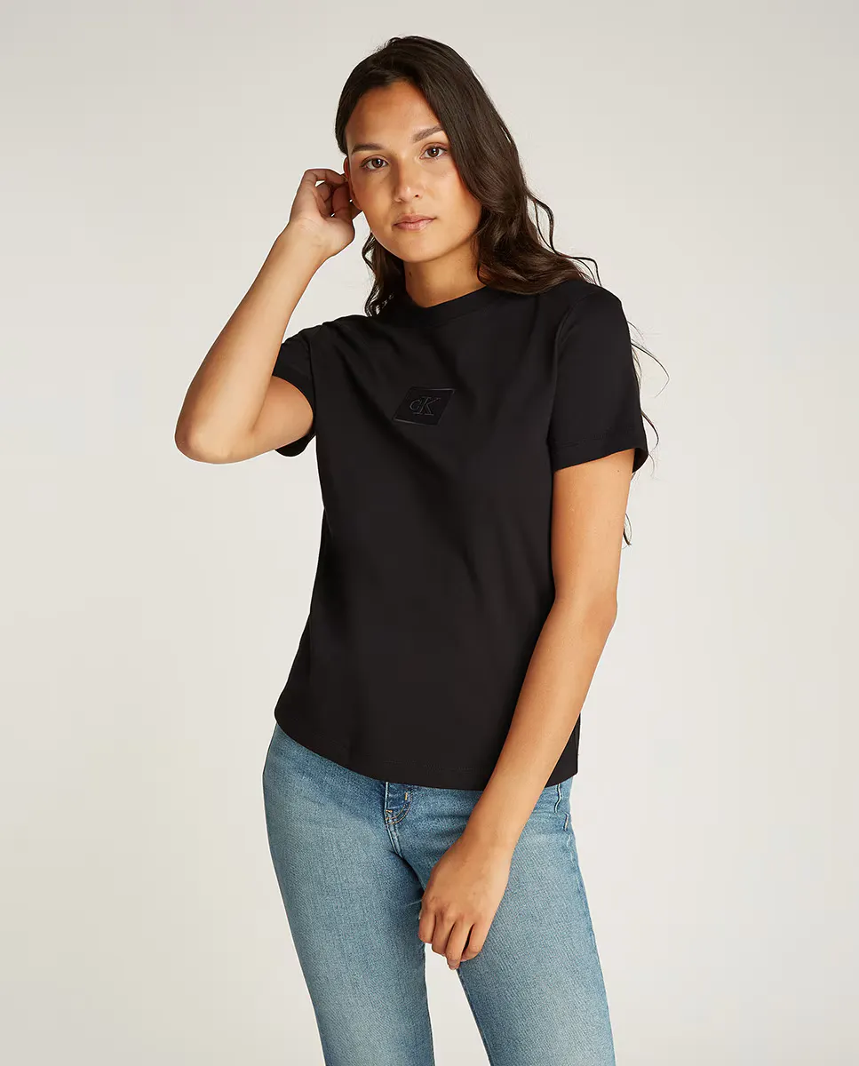

Женская футболка обычного кроя с монограммой в тон Calvin Klein Jeans, черный