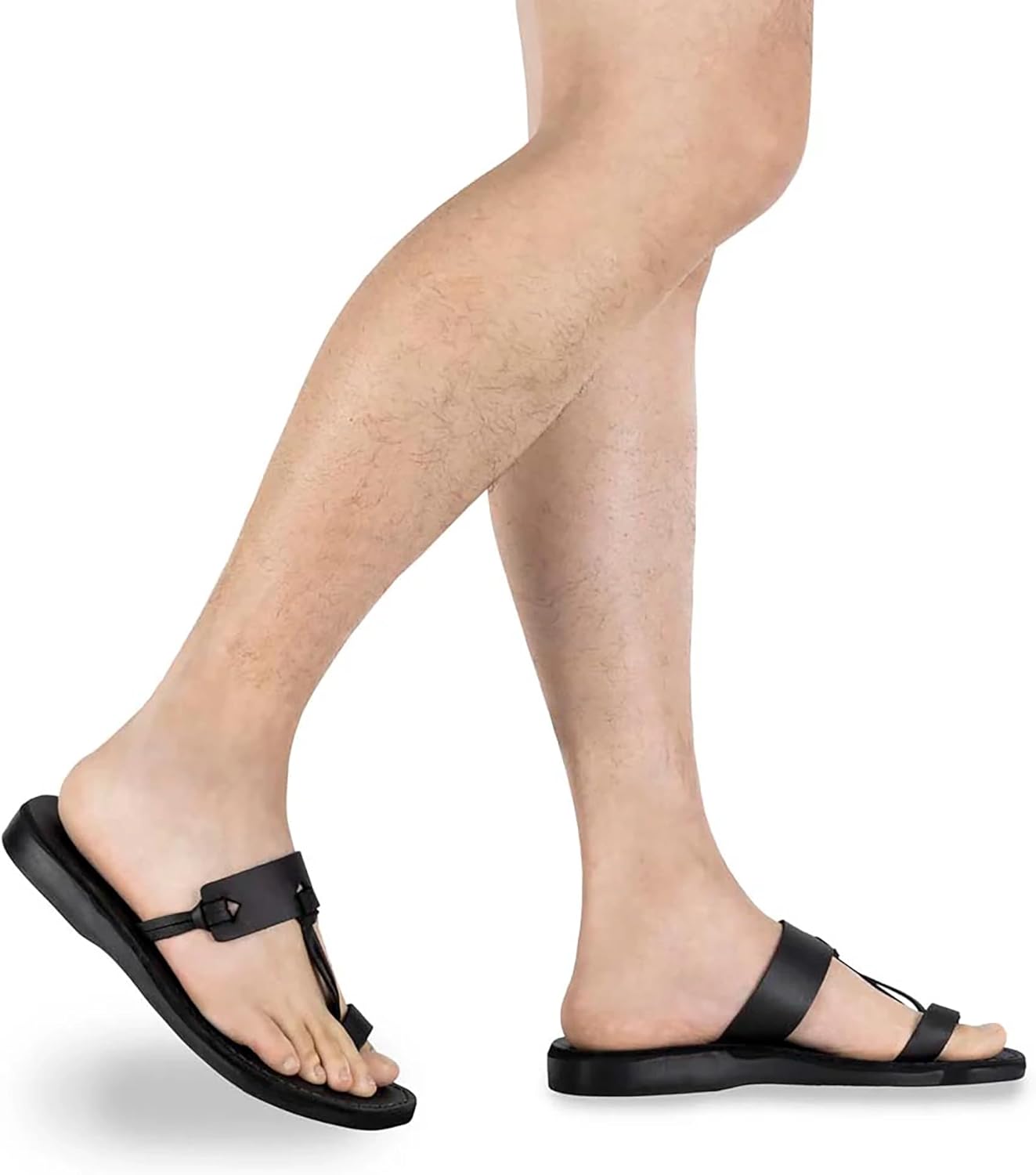 Кожаные сандалии с открытым носком, мужские сандалии Jerusalem Sandals, черный — фото 4