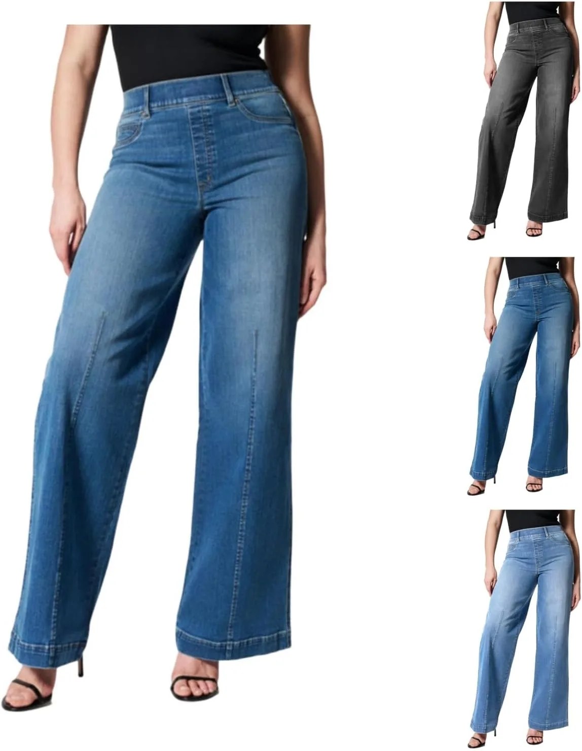 Широкие джинсы женские high waisted baggy stretch straight leg