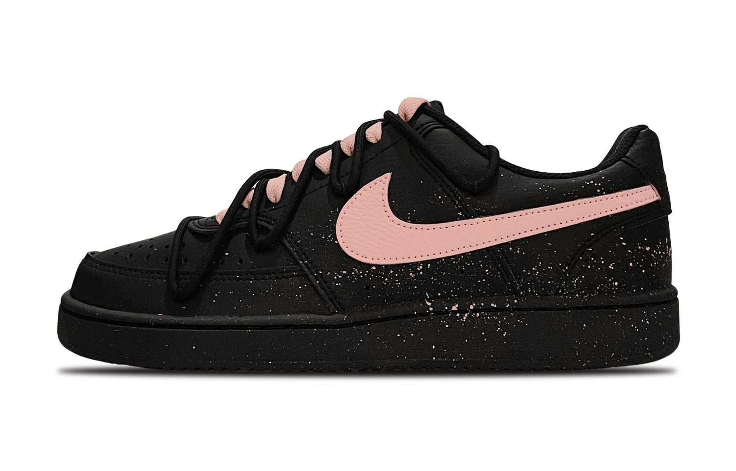 

Nike Кроссовки Court Vision Low противоскользящие износостойкие низкие унисекс черные - черно-розовые, цвет Black Pink