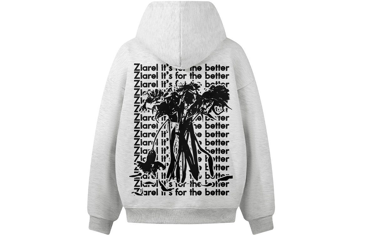 

Толстовка Unisex Hooded Moderate Heavyweight ZIAREL, белый heather серый