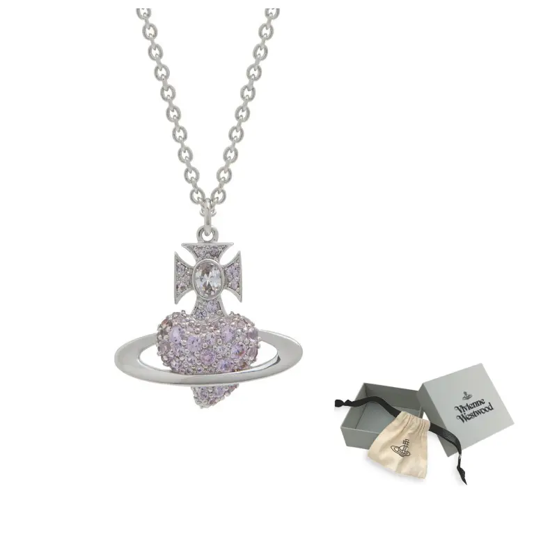 

Vivienne Westwood Платинированное циркониевое серебряное покрытие латунное ожерелье Unisex Silver