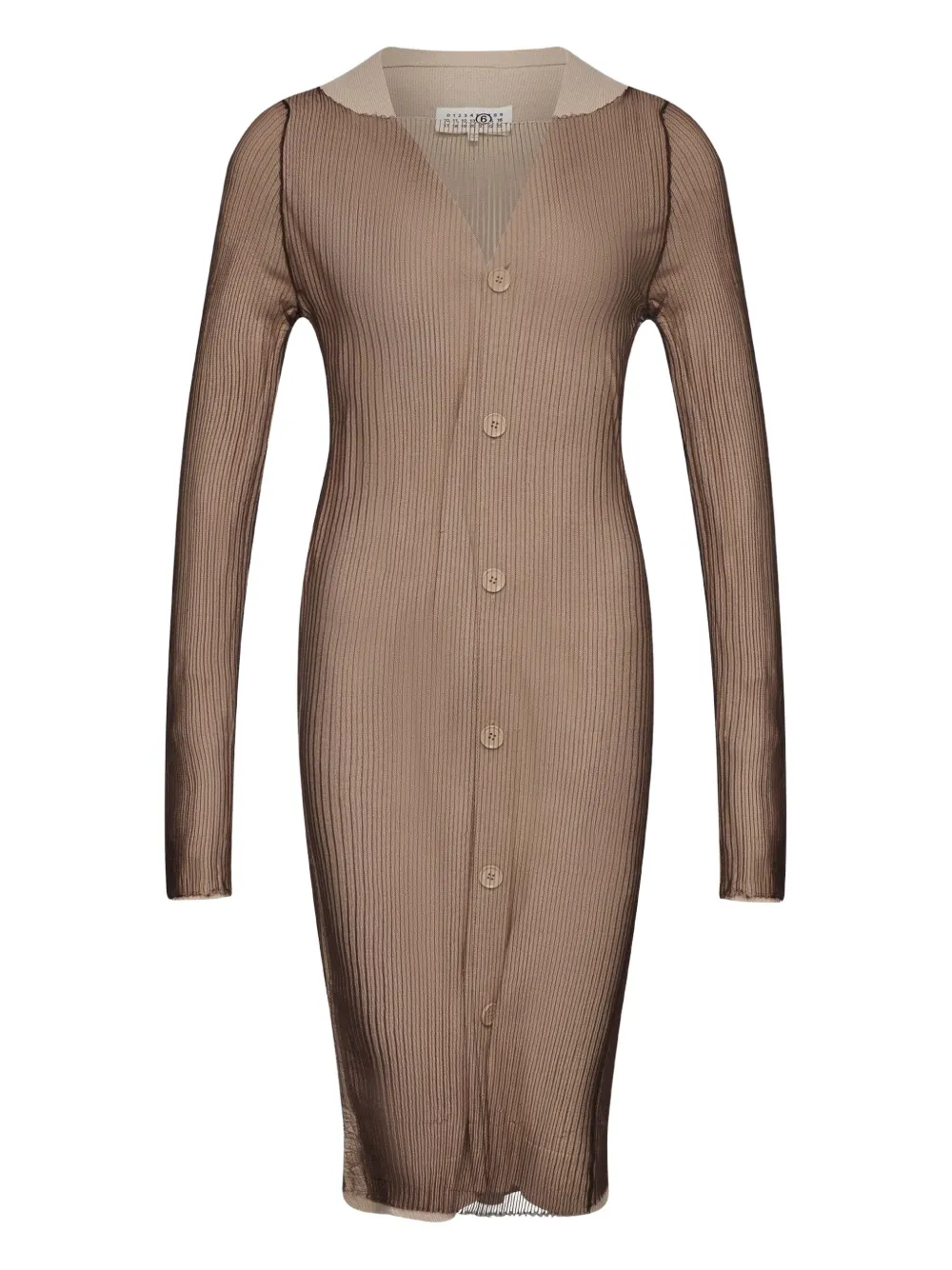 

Платье-кардиган в рубчик MM6 Maison Margiela, нейтральный