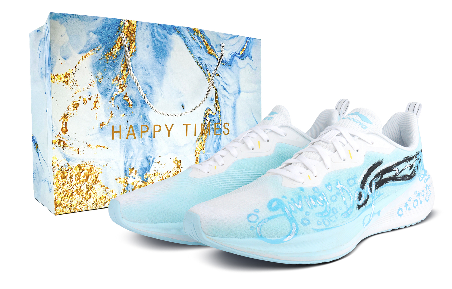 

Мужские повседневные кроссовки для бега Wuyue с амортизацией, противоскользящей подошвой и устойчивостью к истиранию, низкие LINING, синий