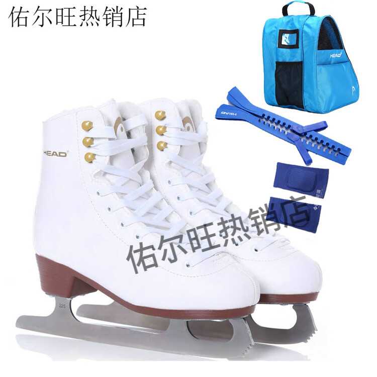 

HEAD F200 утепленные плюшевые коньки для детей и взрослых, фигурные коньки, хоккейные коньки F200+синяя сумка+синий чехол для лезвий+синий, размер 36