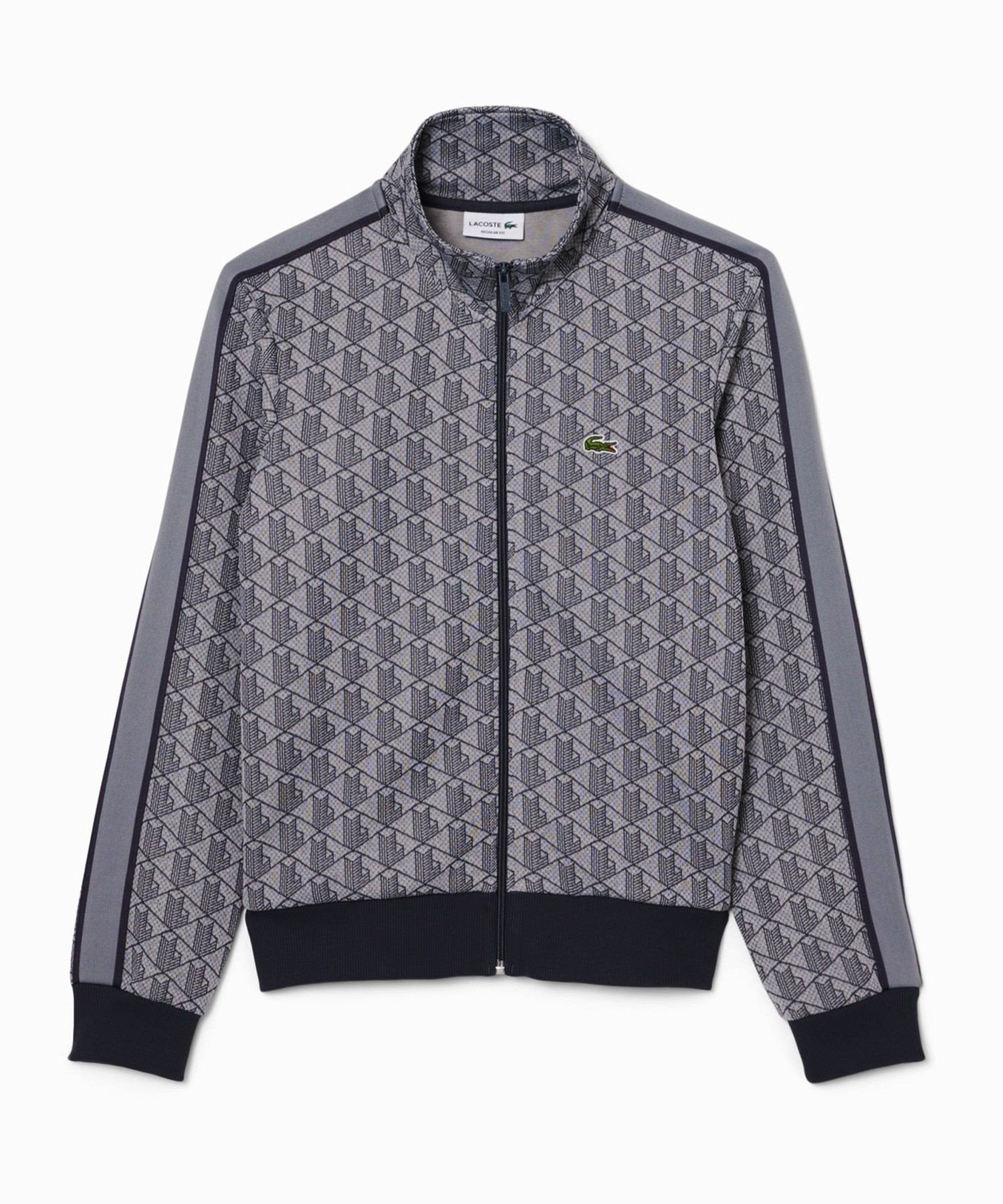 Куртка спортивная LACOSTE с монограммой, серая