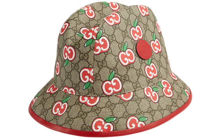 Бейсболка Gucci Canvas Fedora Hat With GG Apple Print 'Beige', коричневый — фото 3
