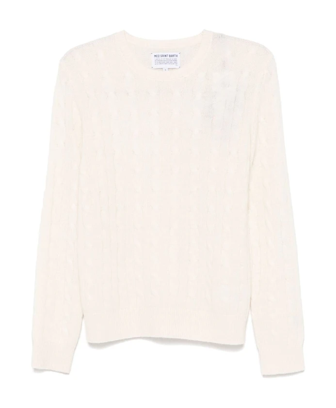 

Кремово-Белый свитер крупной вязки с логотипом Mc2 Saint Barth, бежевый
