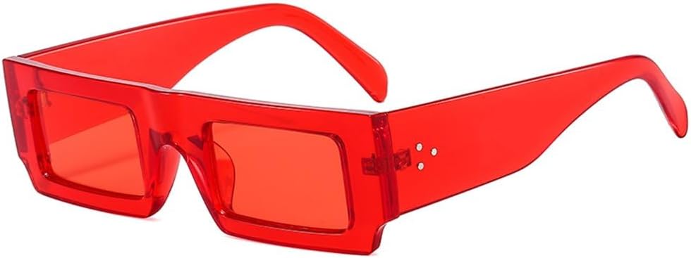 

Маленькие прямоугольные солнцезащитные очки для мужчин и женщин, конфетно-зеленые солнцезащитные очки, дорожные очки, винтажные очки с заклепками, ретро-очки KTUCN, Red