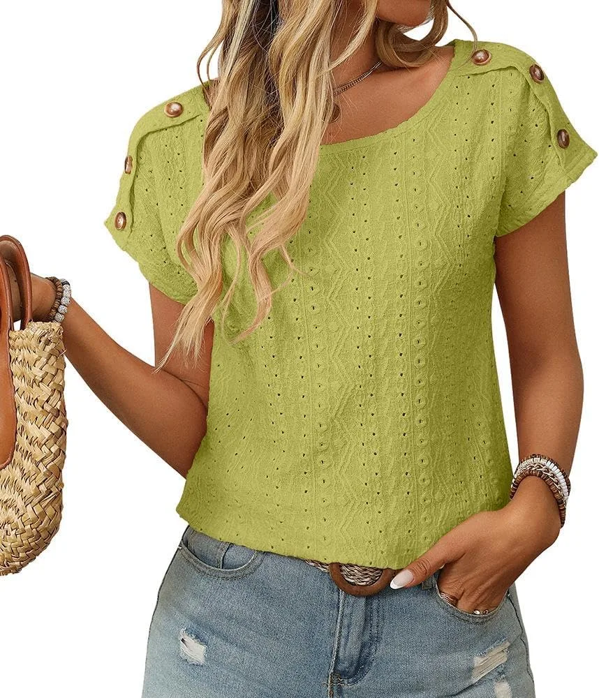 

Женская летняя футболка с вышивкой и коротким рукавом FMCHICO