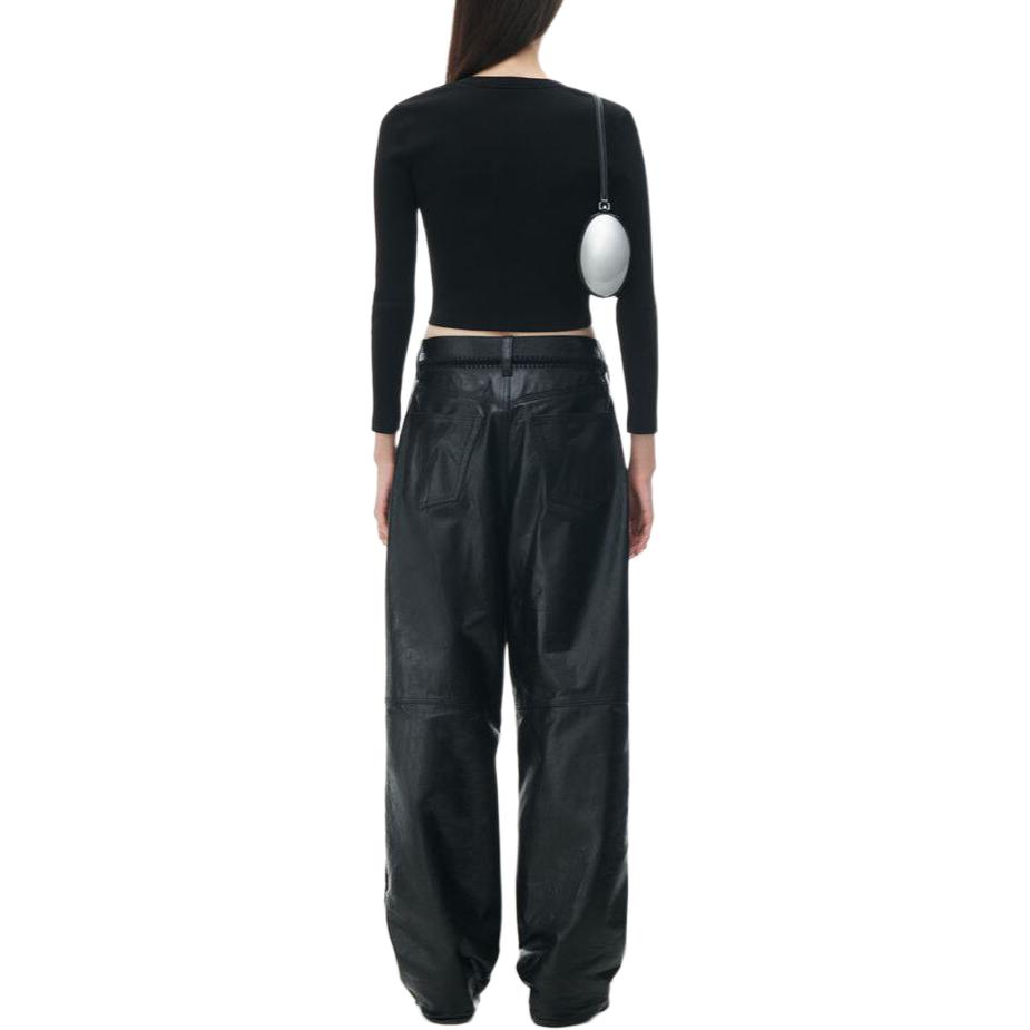 Длинный укороченный кардиган с тиснением Alexander Wang, черный — фото 4