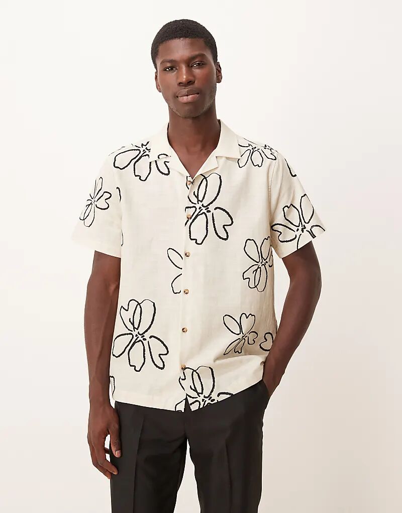 

Рубашка свободного кроя ASOS DESIGN Revere с цветочным принтом бежевого цвета