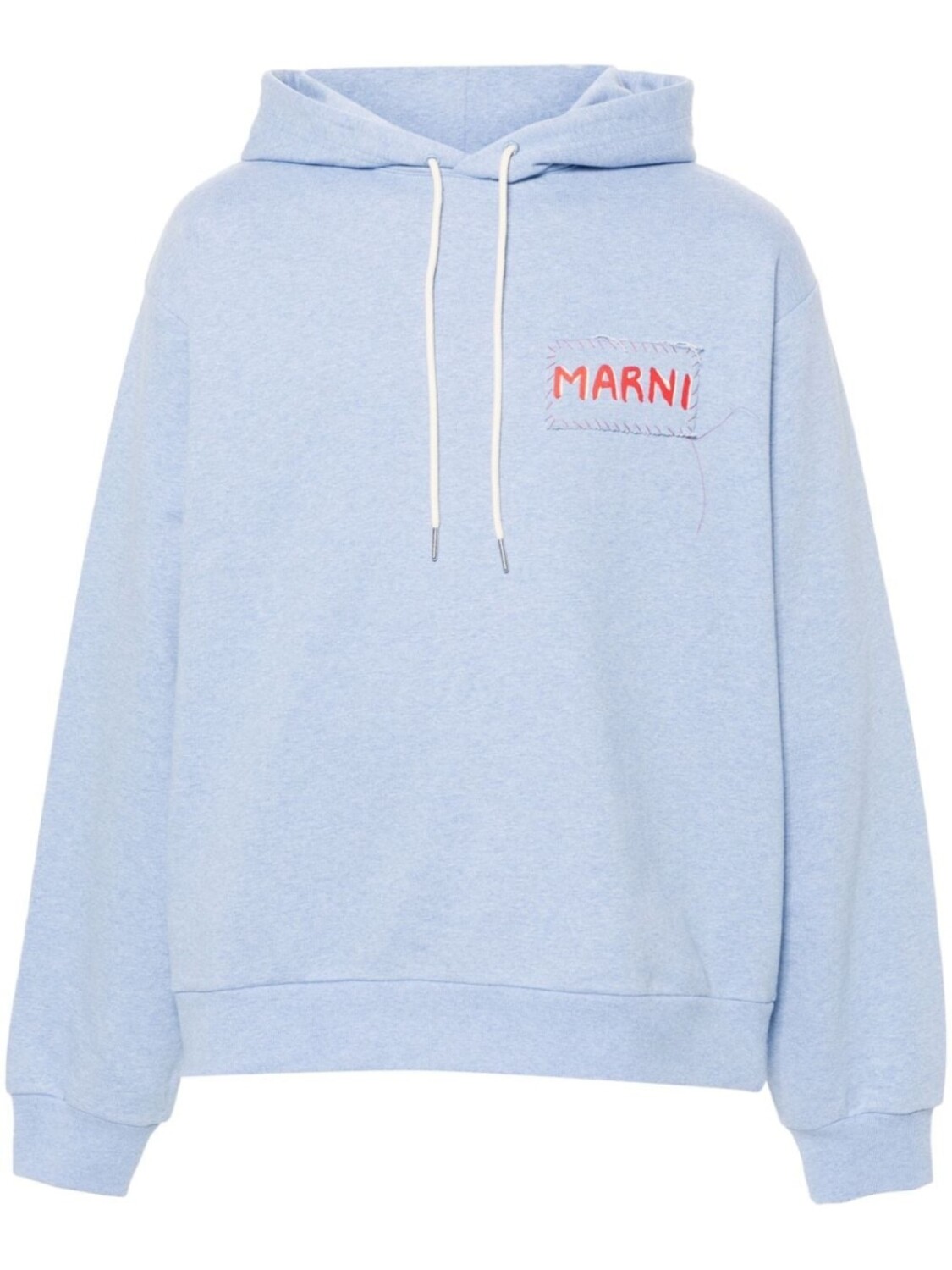 

Marni хлопковая толстовка с капюшоном и нашивкой-логотипом, синий