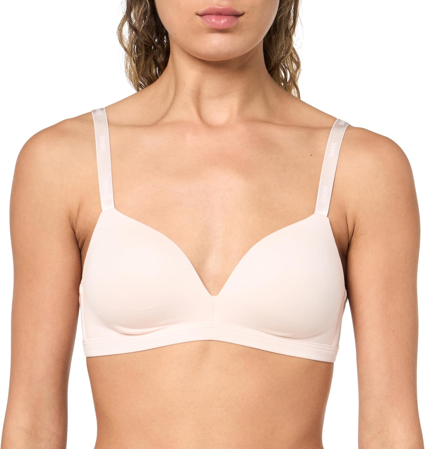 

BOSS Женский Бюстгальтер-треугольник с логотипом и мягкими чашками, Pearl Pink