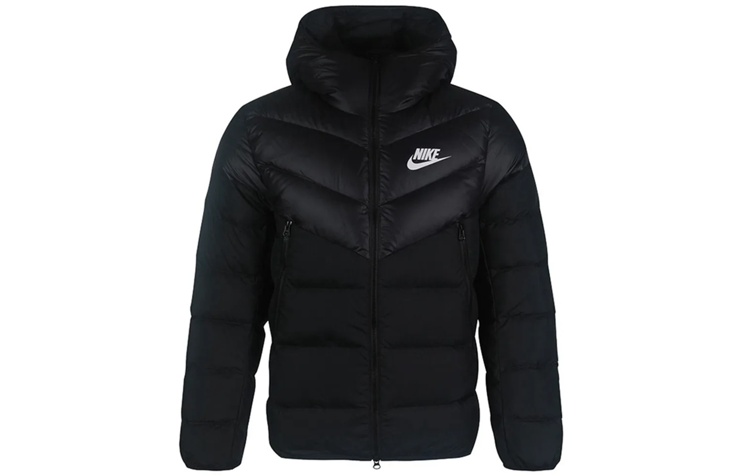 Nike Мужская спортивная куртка с капюшоном и утеплителем пух black