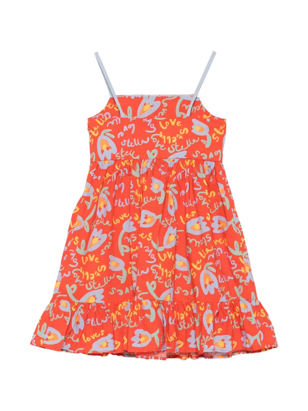 Платье с цветочным принтом и оборками Stella Mccartney Kids, красный — фото 2