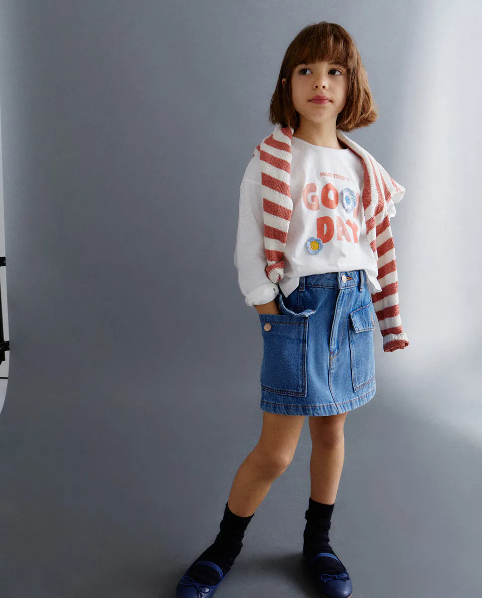 

Юбка деминовая для девочки Kids El Corte Inglés, бледно-голубой