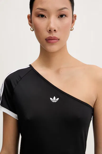 Футболка с коротким рукавом с асимметричным декольте Adidas Originals, черный — фото 4