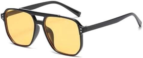 

Классические большие солнцезащитные очки для женщин, винтажные, с двойными линзами, желто-оранжевые линзы, конфетные цвета, защита от УФ-излучения UV400 MTZJH, Black Yellow