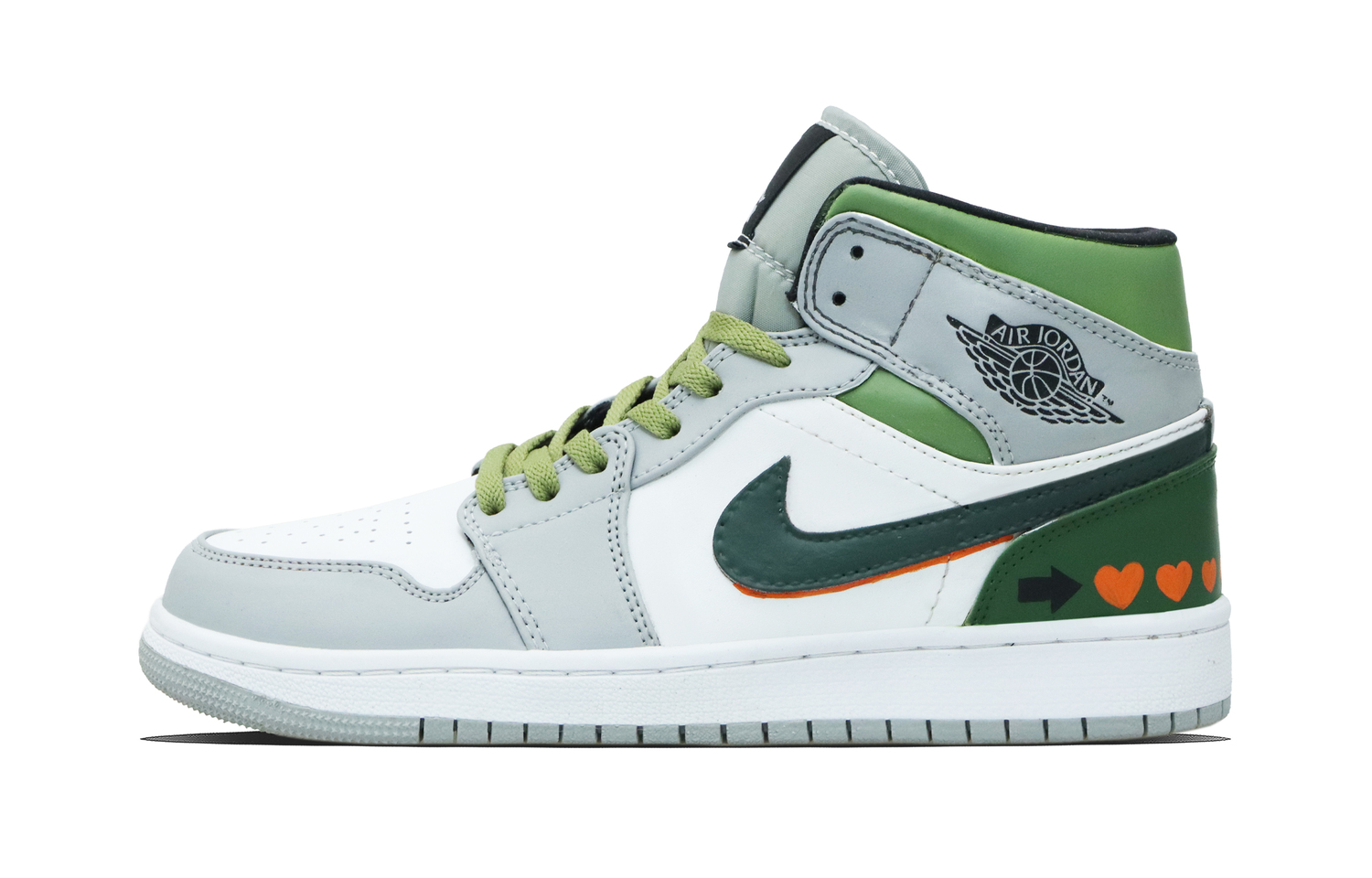 

Jordan Air 1 Jasper Arrow Heart устойчивые к истиранию кроссовки Mid top Vintage Basketball Unisex Green
