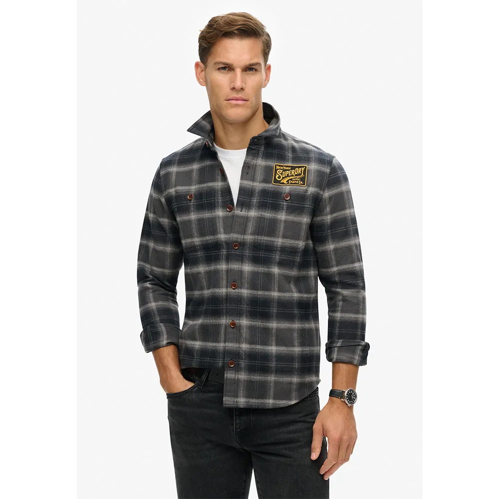 

Верхняя рубашка Superdry Embroidered Check, серый