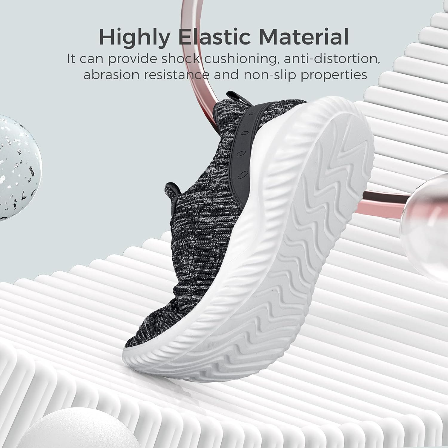 Кроссовки Flysocks для мужчин с легкой посадкой, нескользящие рабочие туфли, легкие дышащие сетчатые кроссовки для повседневной носки, тенниса, бега и ходьбы, черный — фото 2