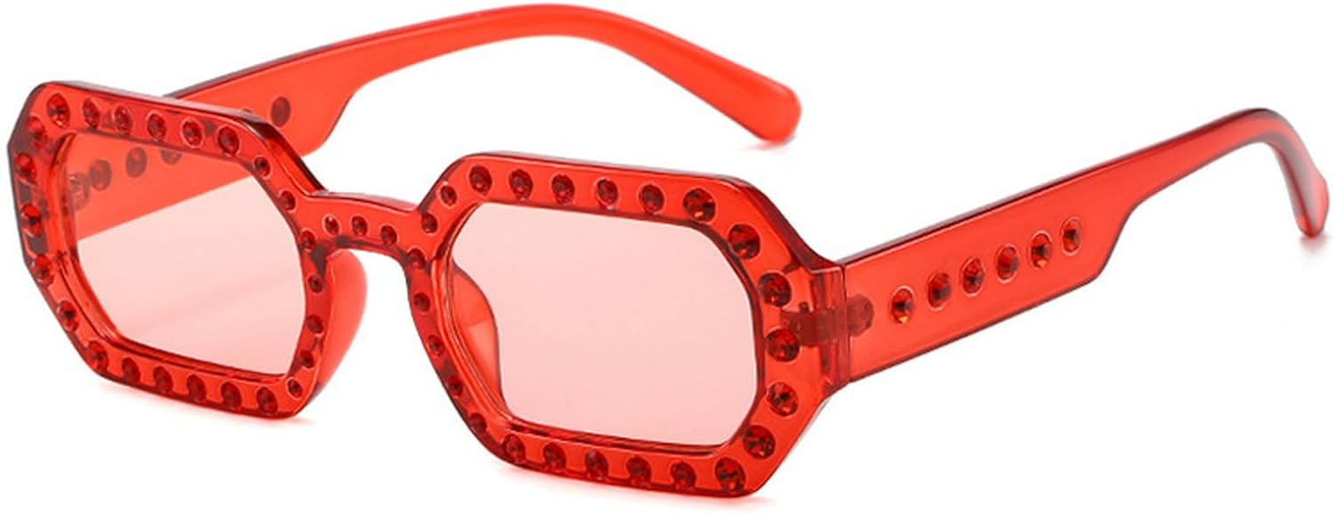 

Роскошные прямоугольные солнцезащитные очки в стиле панк с бриллиантами, модные солнцезащитные очки для женщин и мужчин, градиентные солнцезащитные очки в стиле ретро с защитой от УФ-излучения UV400 Melrose, Red