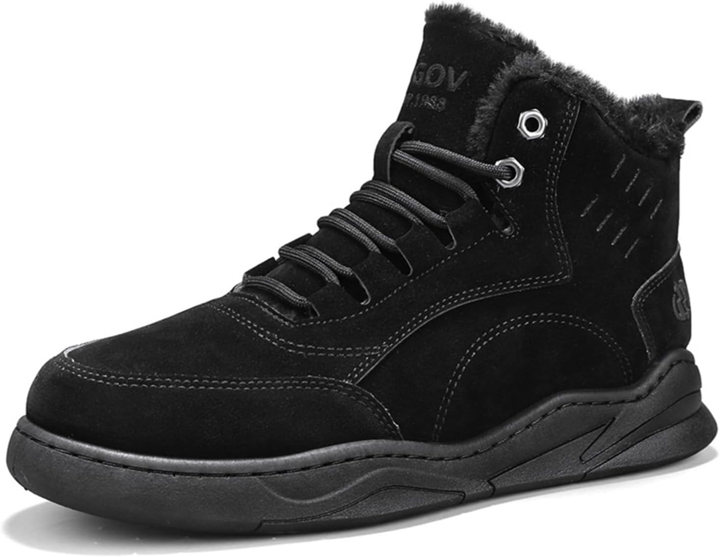 

Мужские повседневные ботинки на щиколотку для пеших прогулок на открытом воздухе, зимние с плюшевой подкладкой, теплые снежные ботинки на платформе Generic, черный