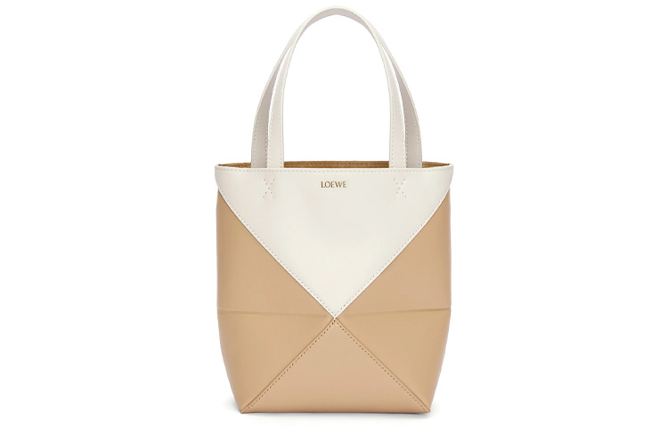 

LOEWE Маленькая женская сумка из глянцевой коровьей кожи мягкого белого и светло-коричневого цветов