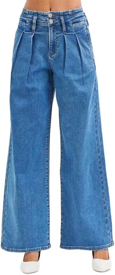 Джинсы Wide Leg с плиссировкой, Medium