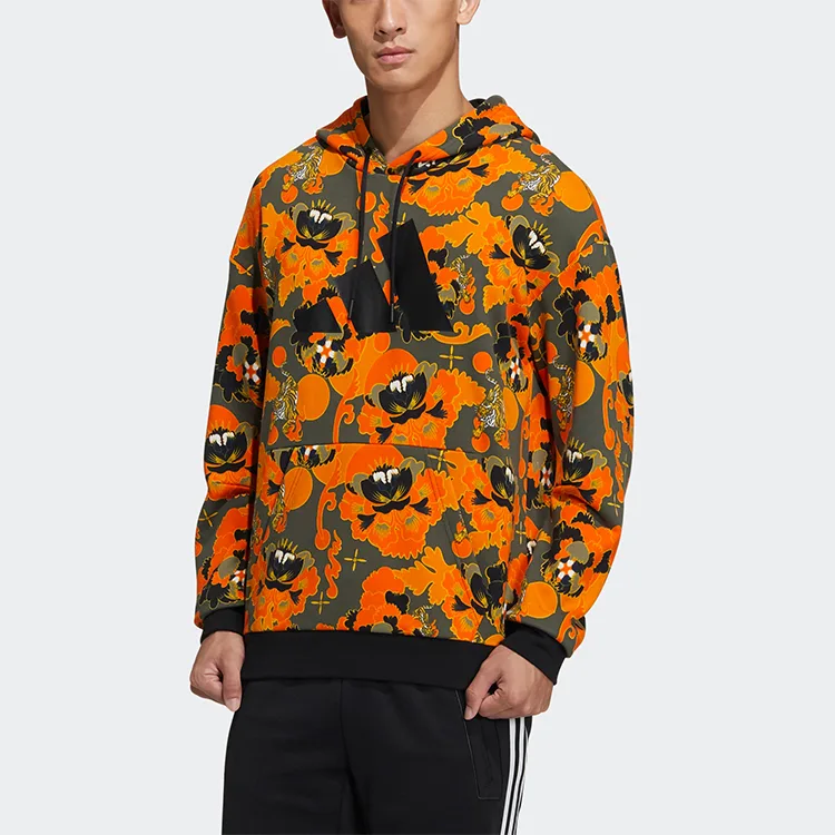Adidas Толстовка мужская с капюшоном оранжево-желтая — фото 3