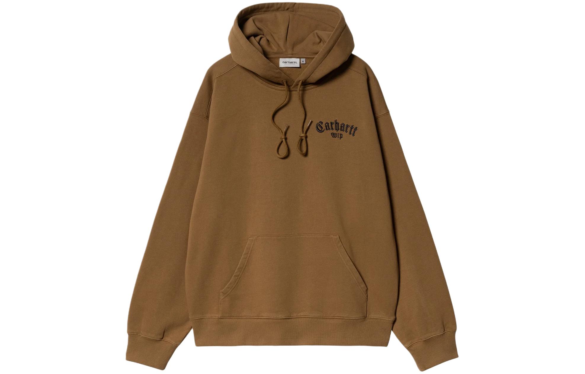 

Хлопковый худи с вышитым логотипом Carhartt WIP, коричневый
