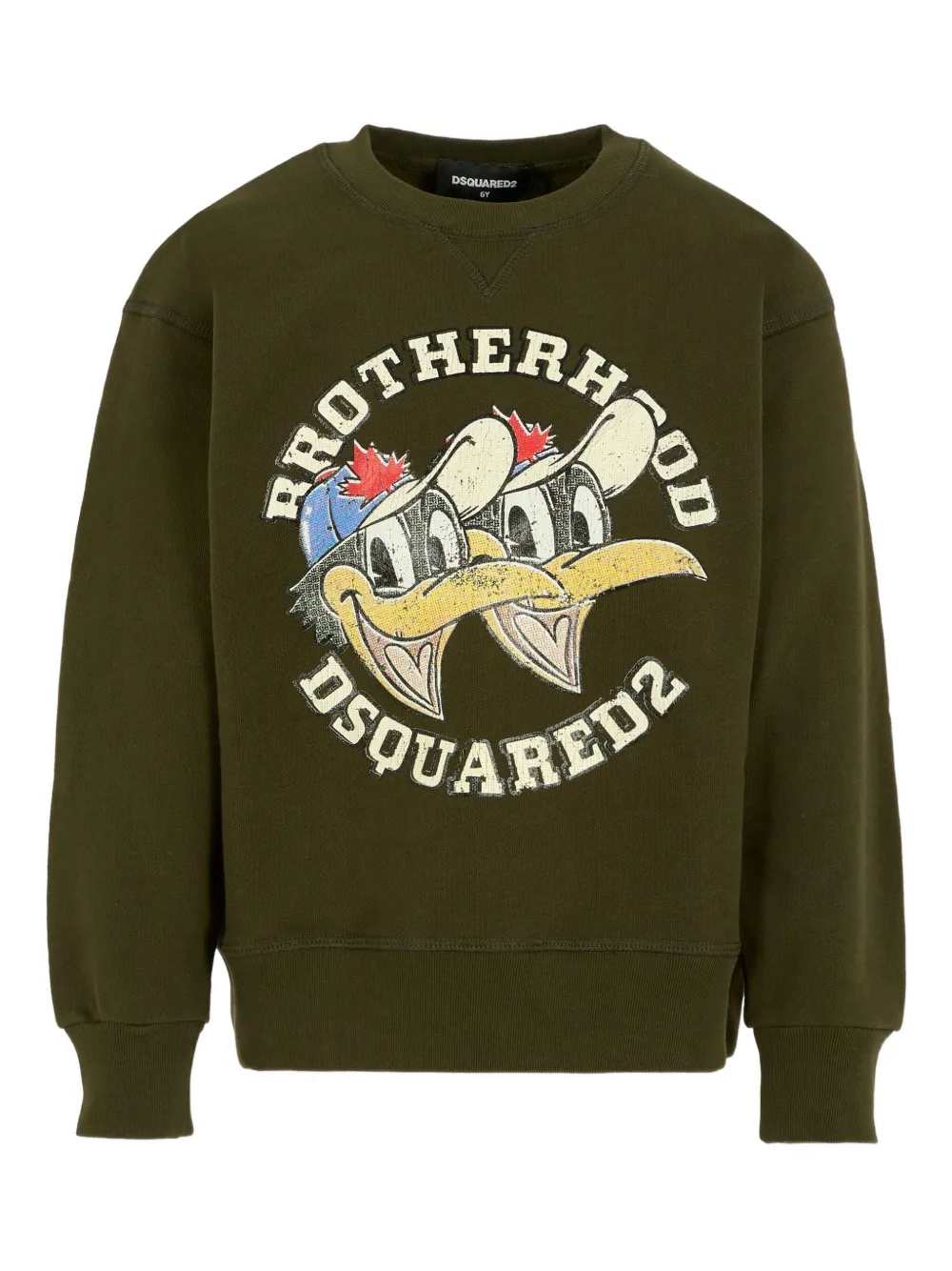 

Хлопковый свитшот с принтом "Brotherhood" DSQUARED2 KIDS, зеленый