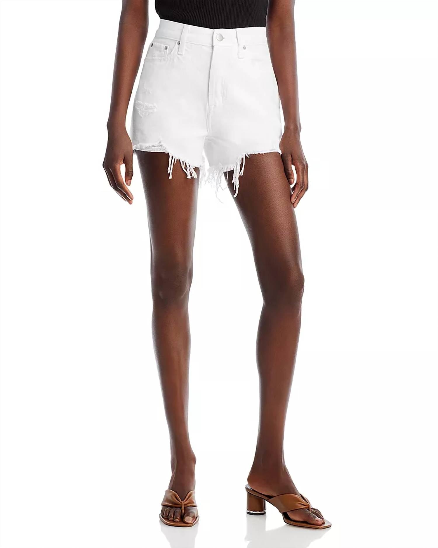 

Nova расслабленные шорты с высокой посадкой и потертостями в цвете pearl PISTOLA, Pearl