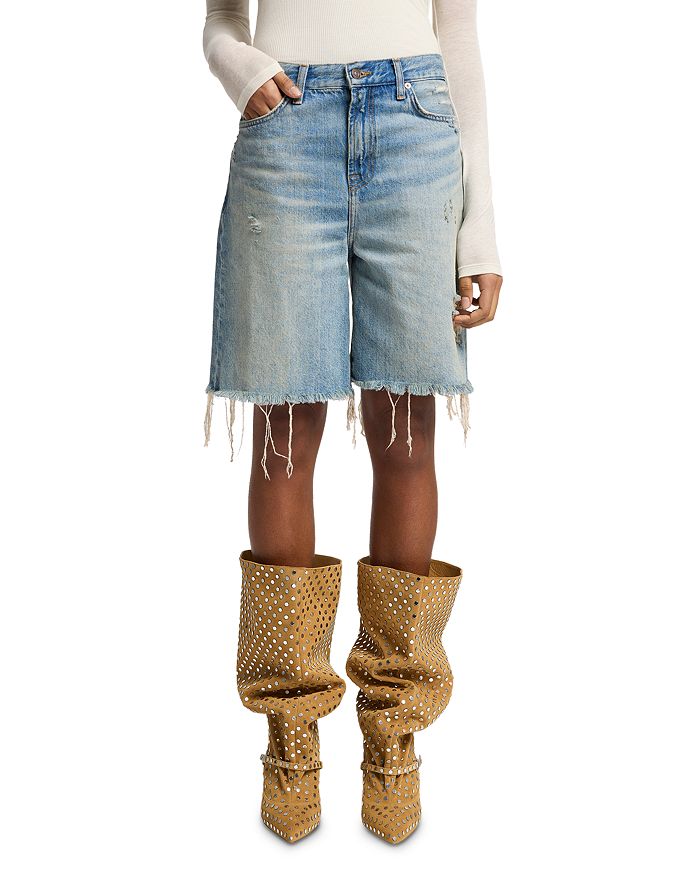 

Джинсовые шорты Lola High Rise персикового цвета 7 For All Mankind, синий