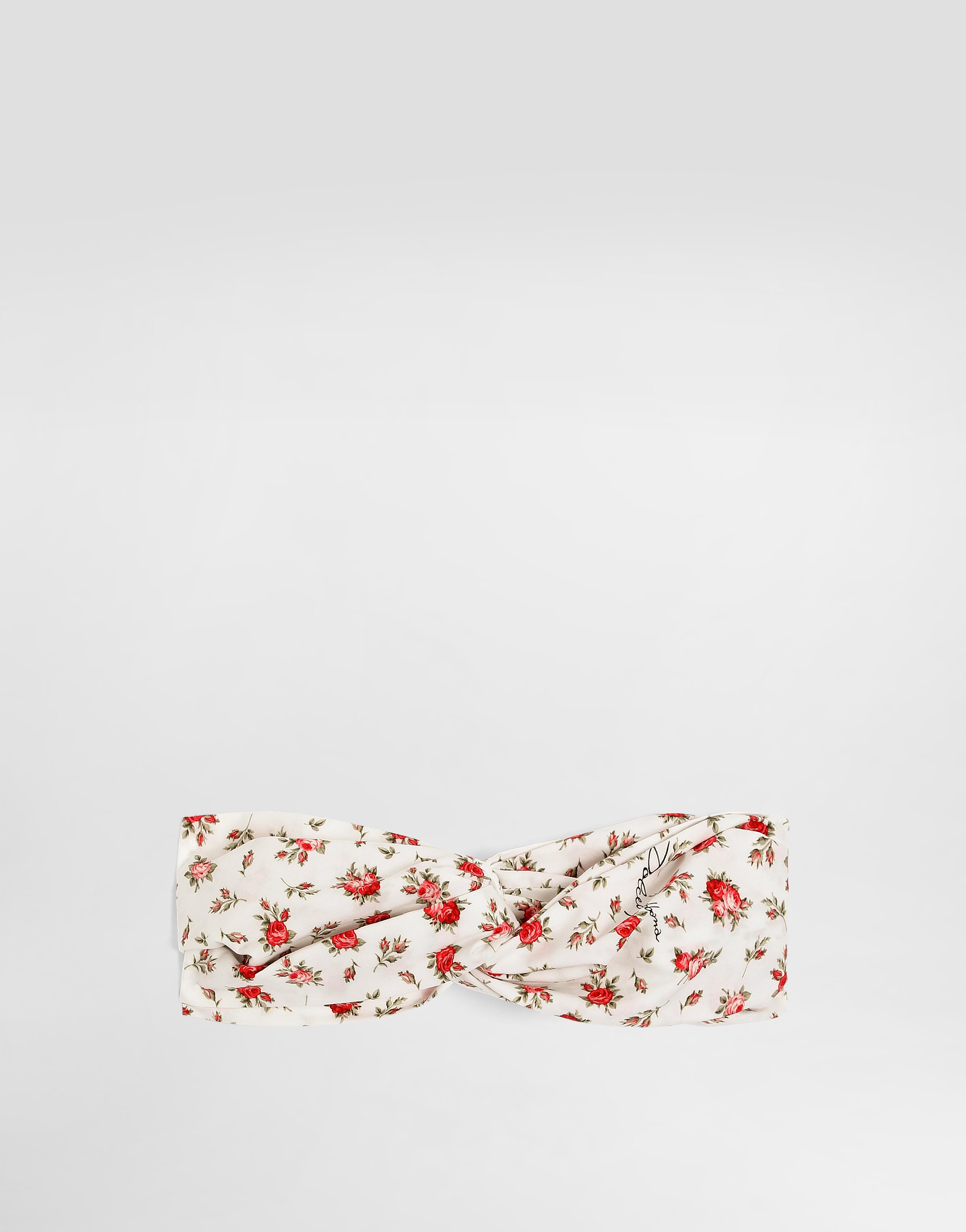 

Маленькая плетеная повязка на голову из поплина с принтом в виде роз DOLCE & GABBANA, мультиколор