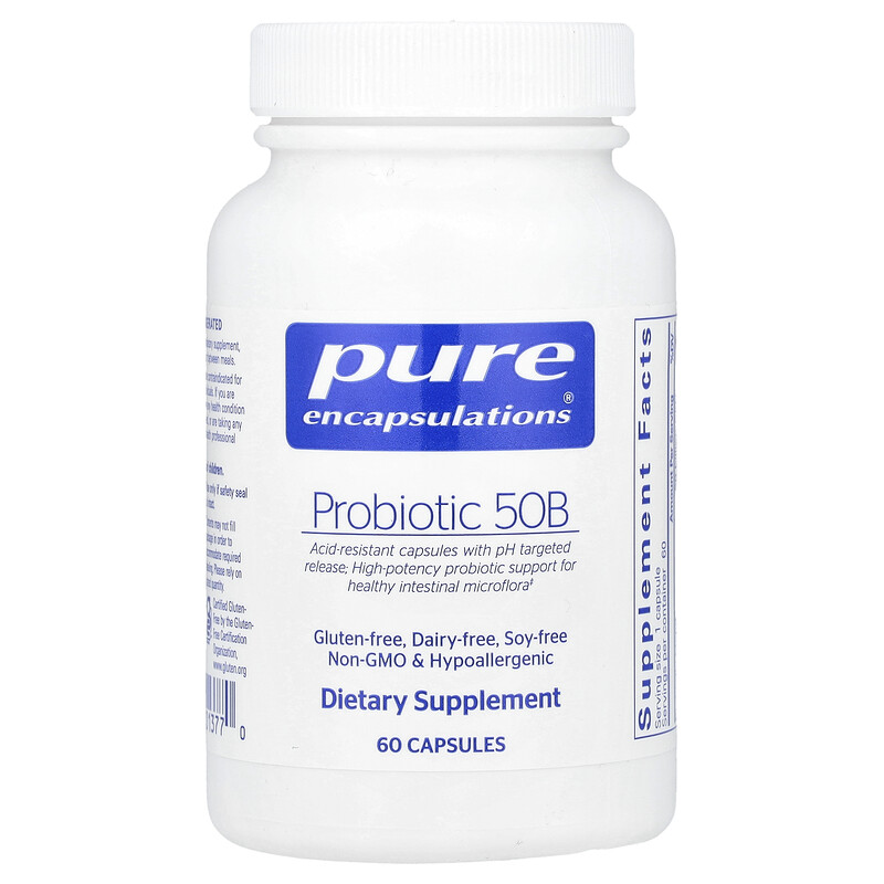 

Pure Encapsulations, Пробиотик 50B, 60 капсул