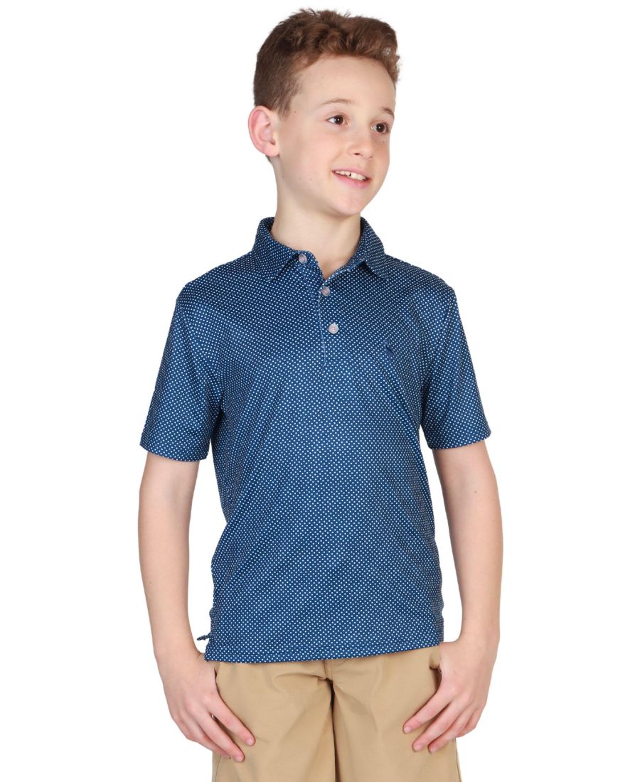 

Детская поло-рубашка в горошек темно-синего цвета для мальчиков - удобная и стильная Tailorbyrd, Midnight blue dot