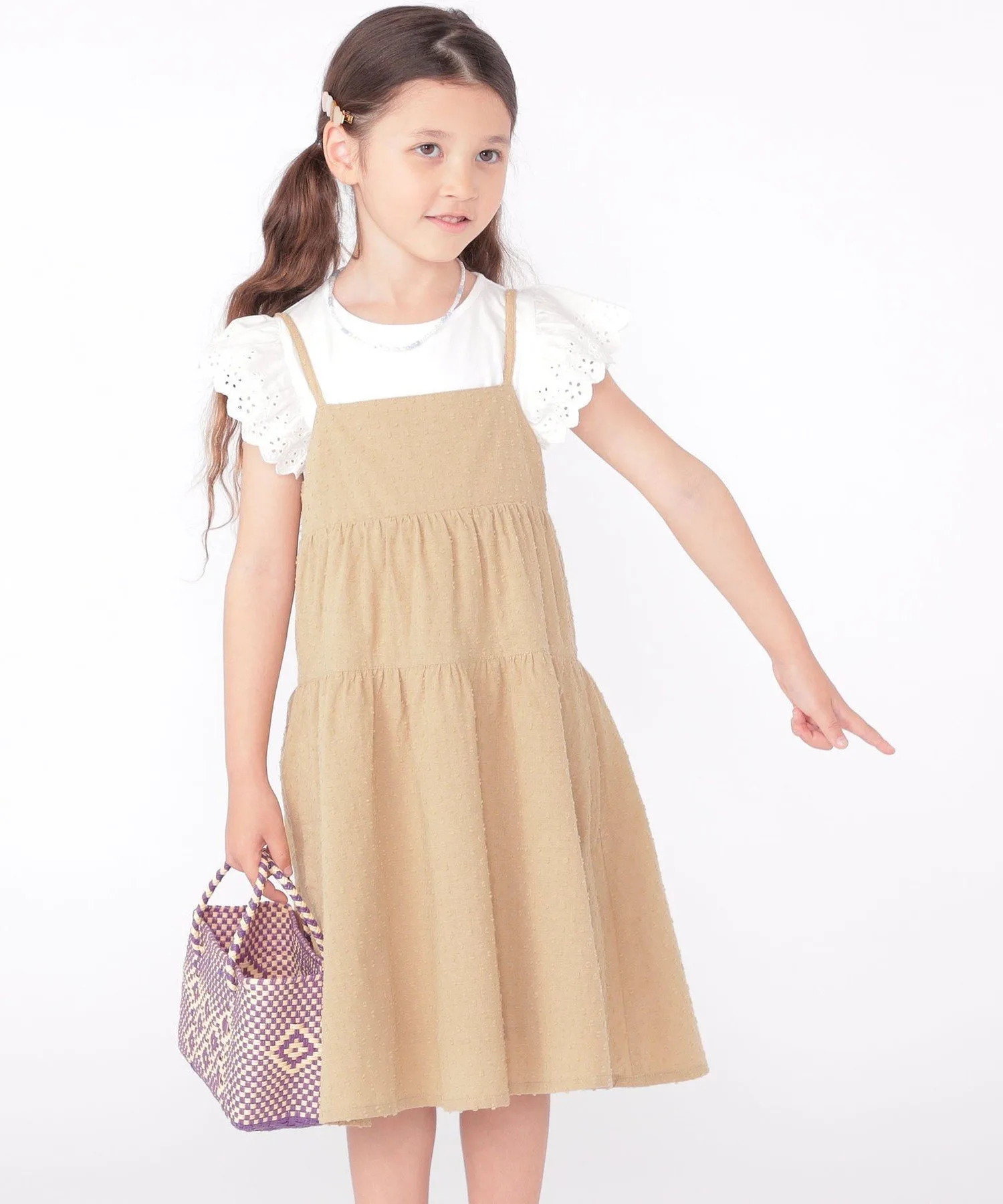 Детская модель: 100–130 см / Жаккардовое платье-комбинация SHIPS KIDS, Beige — фото 4