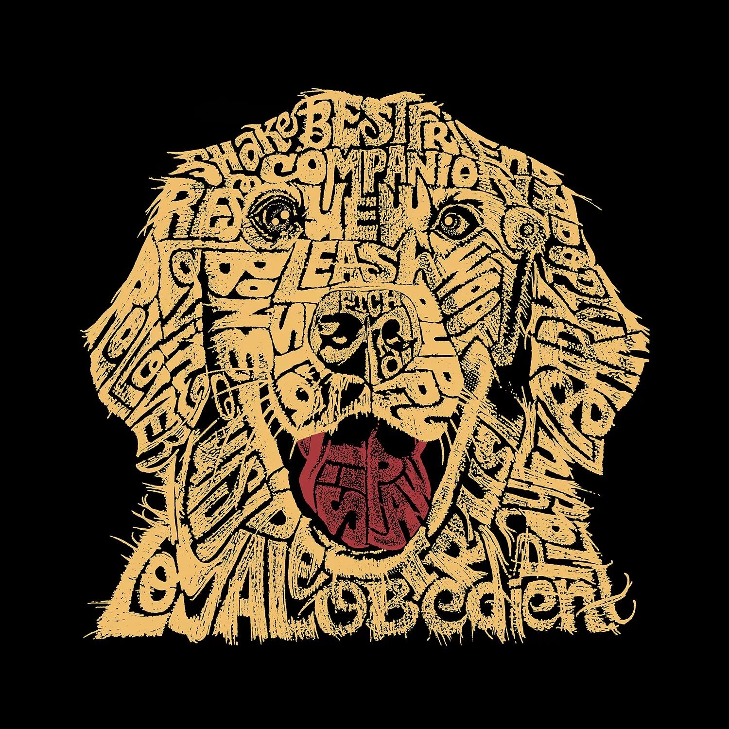 

Собака — мужская футболка с рисунком Word Art LA Pop Art, серый