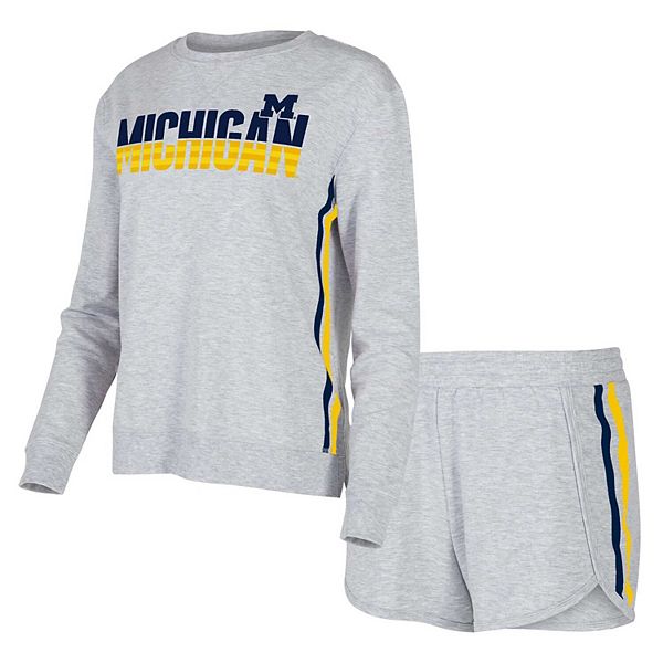 

Женский комплект для сна с длинным рукавом и шортами concepts sport gray michigan wolverines cedar tri-blend Unbranded