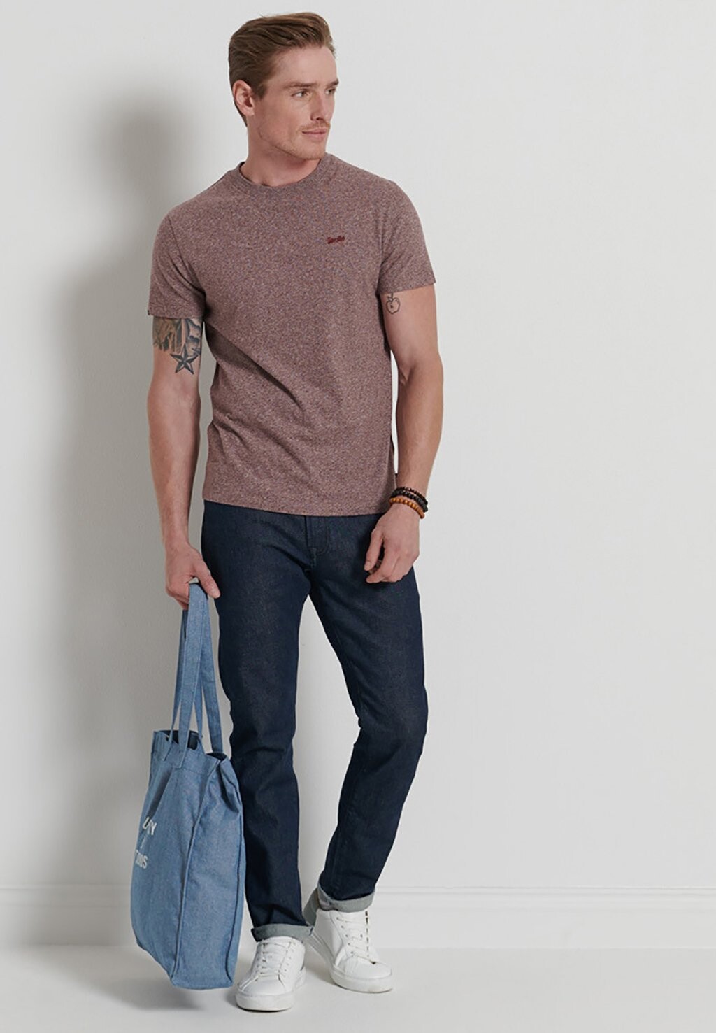 

Футболка базовая MICRO EMBROIDERED Superdry, цвет tois burgundy grit