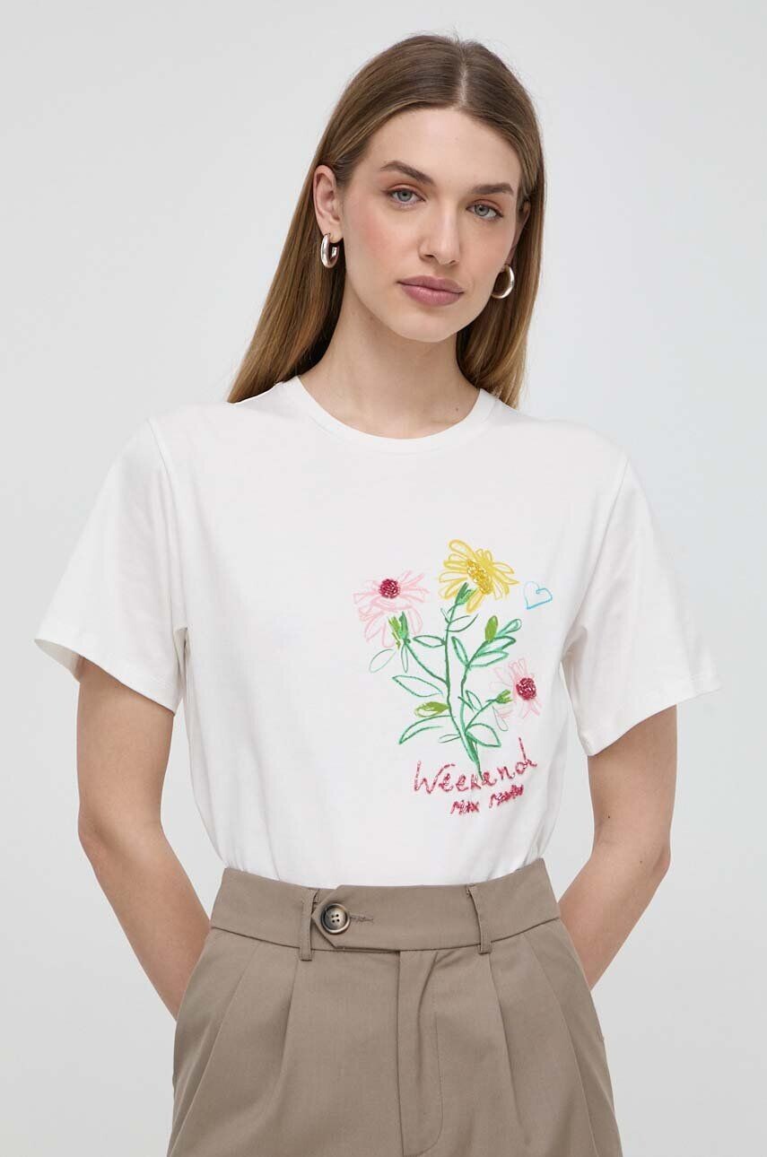

Хлопковая футболка Weekend Max Mara, бежевый