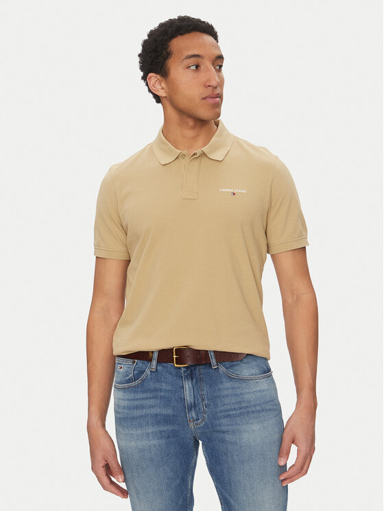 

Рубашка поло стандартный крой Linear DM0DM20914 Tommy Jeans, бежевый