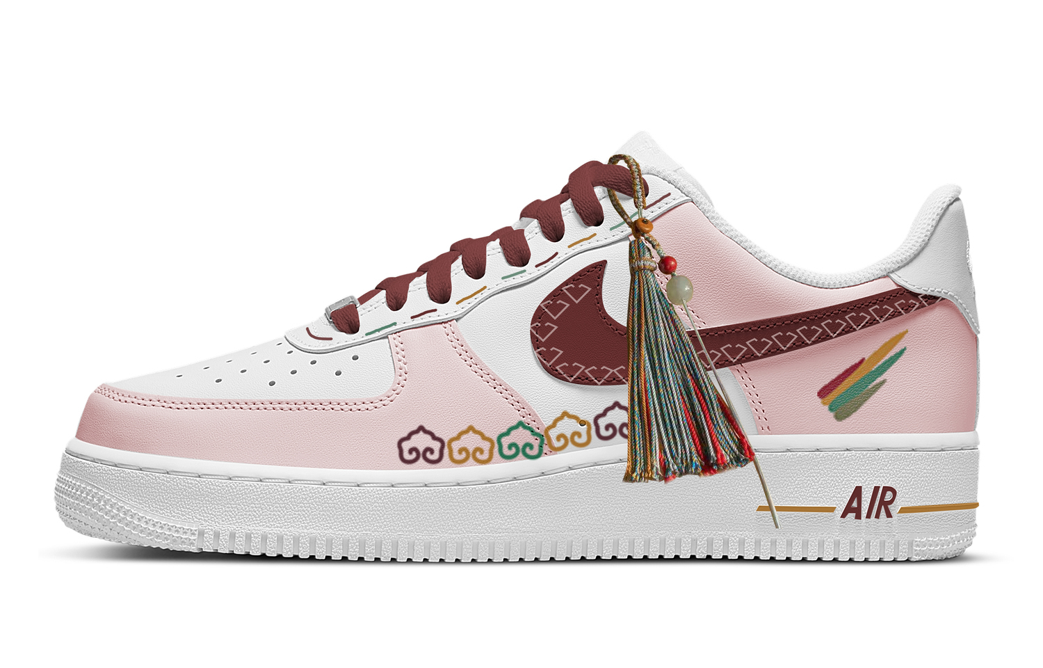 

Nike Кроссовки Air Force 1 с облачным принтом, противоскользящие, с амортизацией, низкие, для скейтбординга, мужские, бело-розовые, цвет White Pink