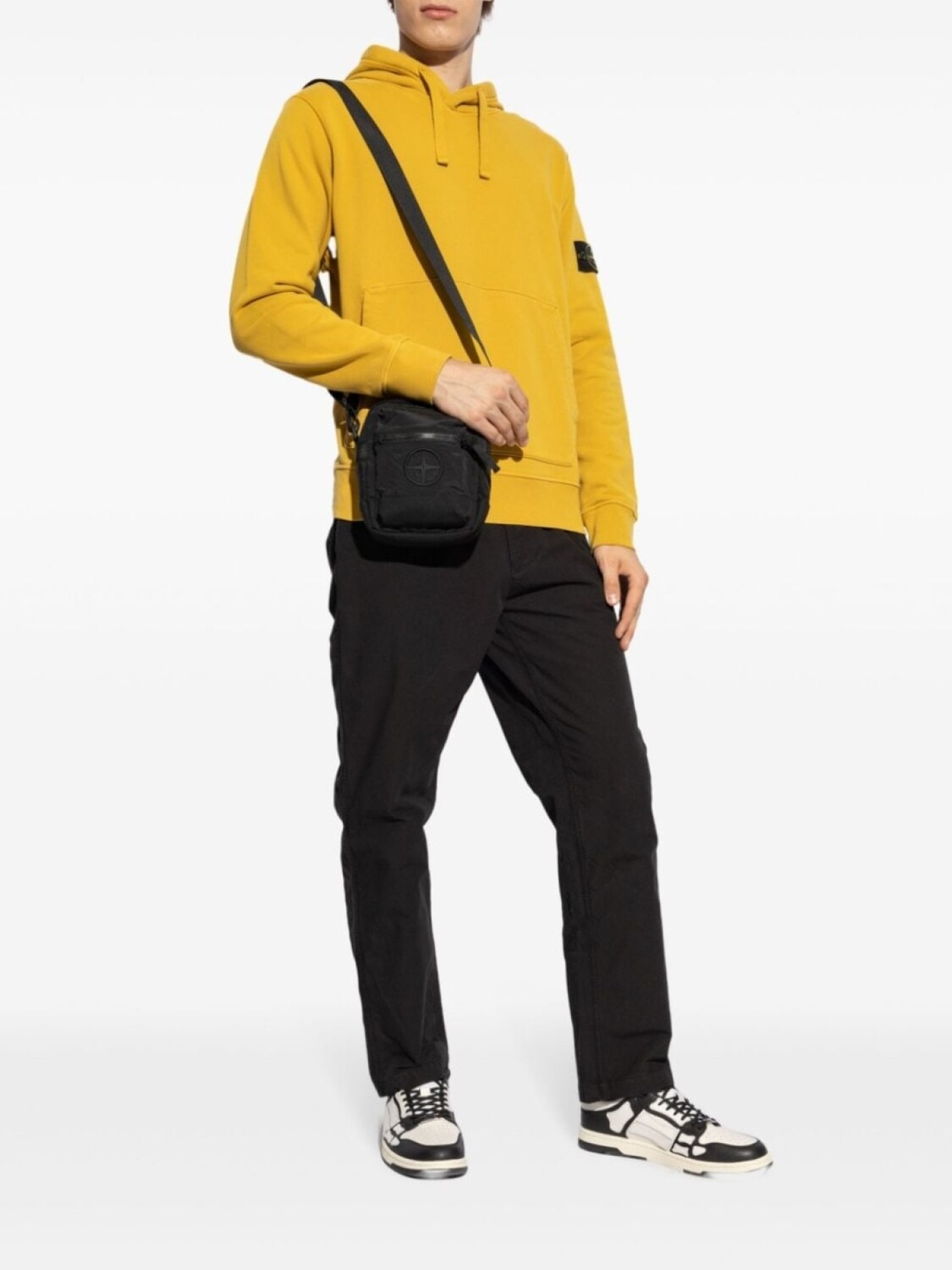 

Stone Island толстовка с капюшоном из хлопка с изображением компаса, желтый