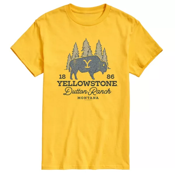 

Футболка мужская Yellowstone с принтом "Ранчо Даттон" и изображением бизона Licensed Character, желтый