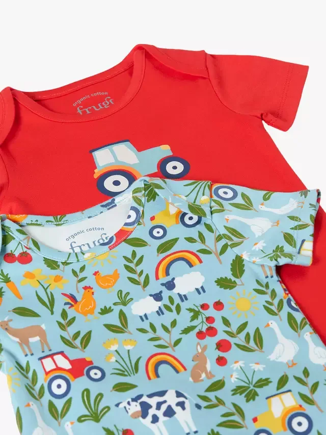 Детский хлопковый боди с коротким рукавом, комплект из 2 штук, On The Farm Frugi — фото 4