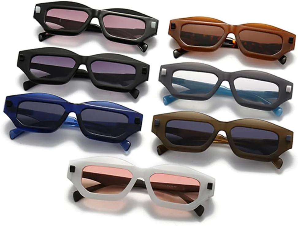 

Солнцезащитные очки Polygon Cat Eye для женщин с градиентным покрытием, защита от УФ-излучения UV400, ретро-заклепки для мужчин LANGSER, Olive Green Grey