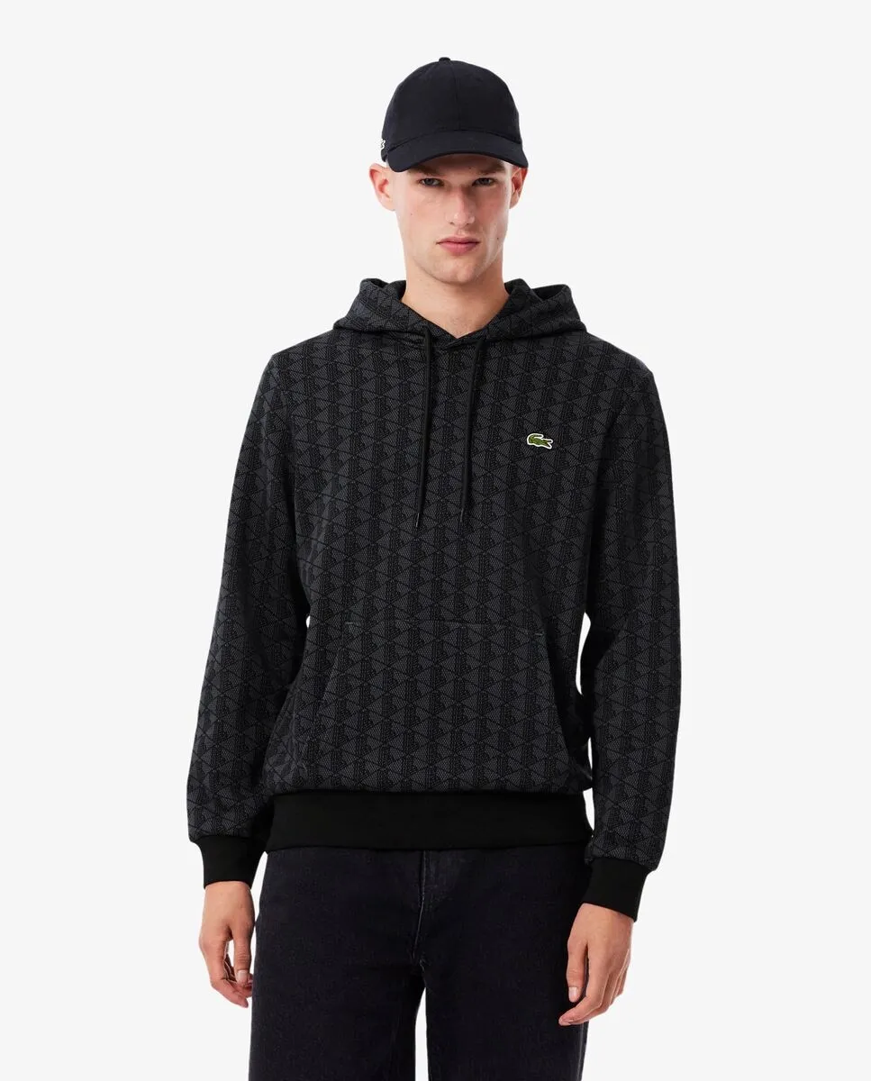 

Мужская флисовая толстовка с капюшоном и монограммой серого цвета Lacoste
